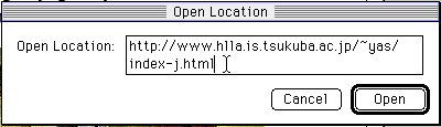 Netscape $B$N(B Open Location $B$GI=<($5$l$kAk(B